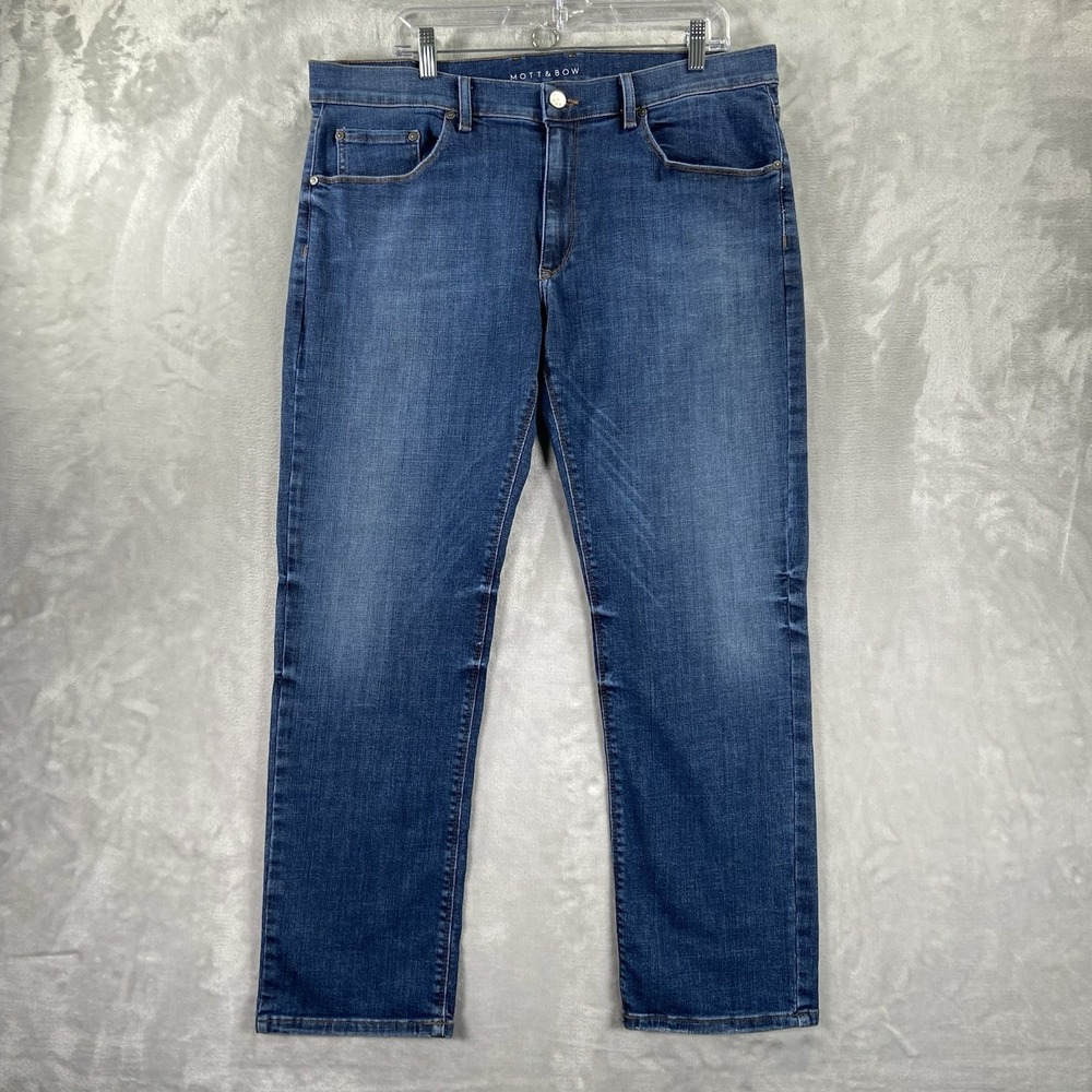 Mott & Bow Jeans men's 37x28 Slim Fit Denim Dark Blue Stretch Mid Rise Casual